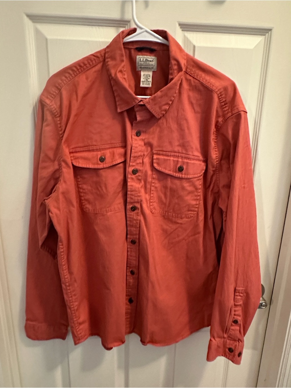 L.L. Bean Men's Coral Button-Front Shirt Jacket